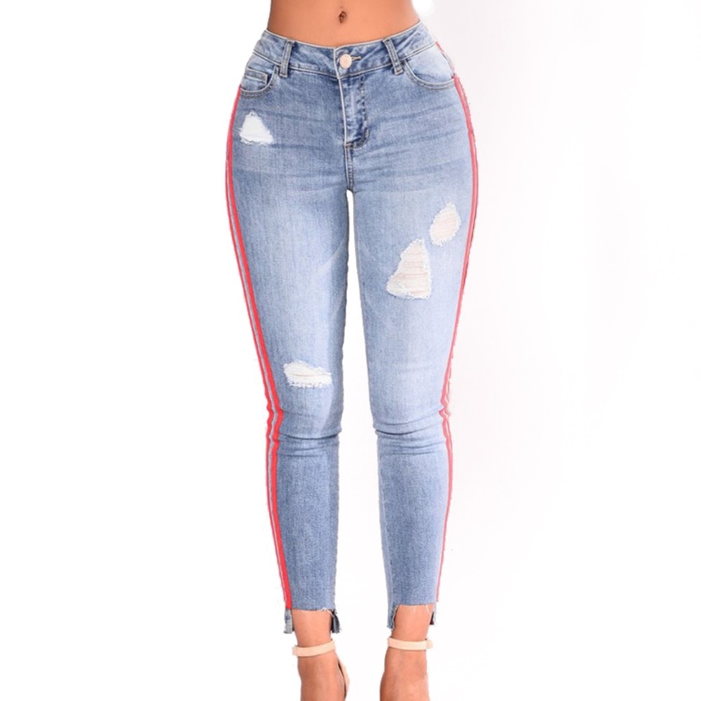 Irregular  Trouser Leg Ripped Jeans